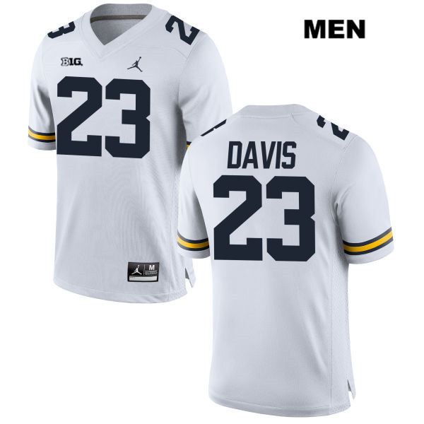 Men's NCAA Michigan Wolverines Jared Davis #23 White Jordan Brand Authentic Stitched Football College Jersey MX25O01CP